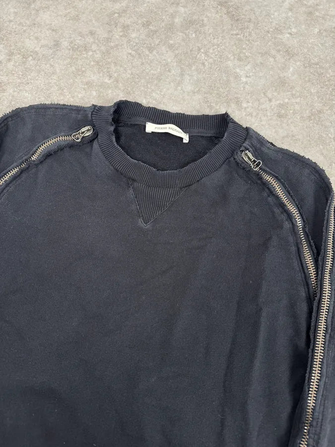 2010s Balmain Black Zip-Shoulder Distressed Sweater IJTgfvO 4