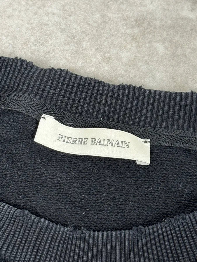 2010s Balmain Black Zip-Shoulder Distressed Sweater IJTgfvO 10