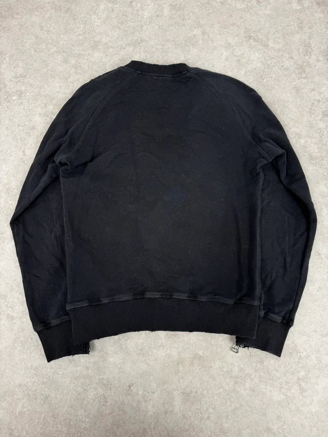 2010s Balmain Black Zip-Shoulder Distressed Sweater IJTgfvO 3