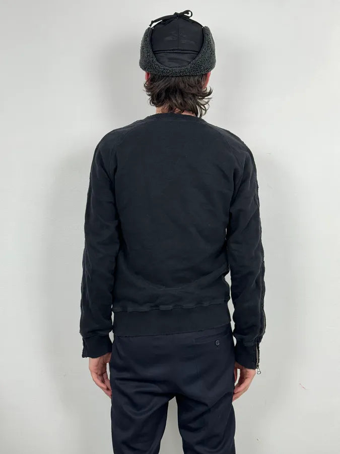 2010s Balmain Black Zip-Shoulder Distressed Sweater IJTgfvO 2