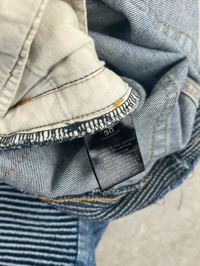 SS2015 Balmain Blue Biker Skinny Denim Jeans ScnTevk 10