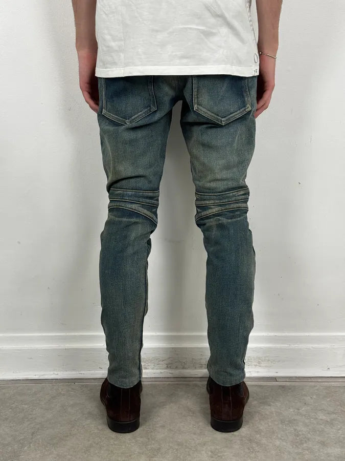 2000s Balmain Blue Washed Biker Technical Jeans NNqIwGS 3