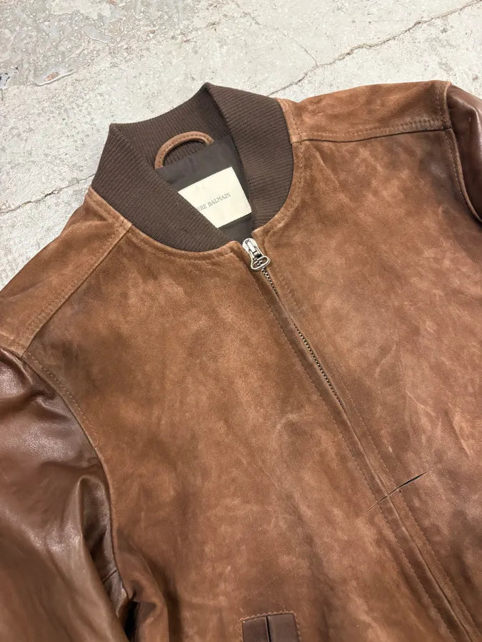 2000s Pierre Balmain Brown Suede Bomber Jacket ApmZBZf 5