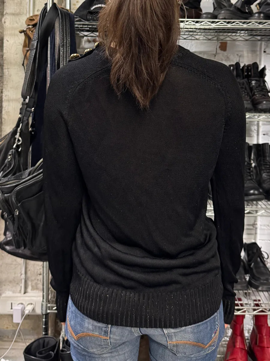 2000s Balmain Buttoned Black Sweater (S) siHJOOK 2