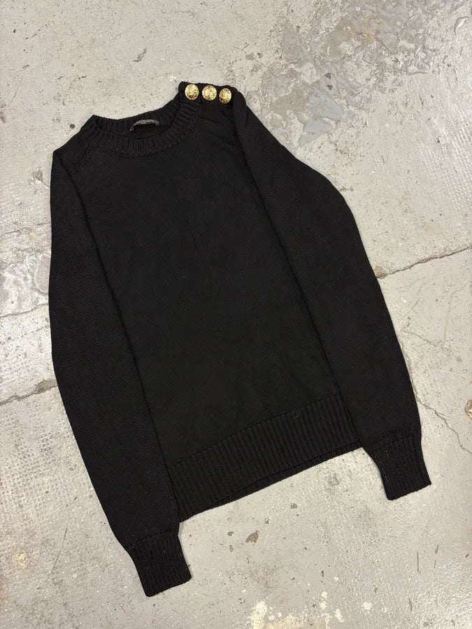 2000s Balmain Buttoned Black Sweater (S) siHJOOK 3