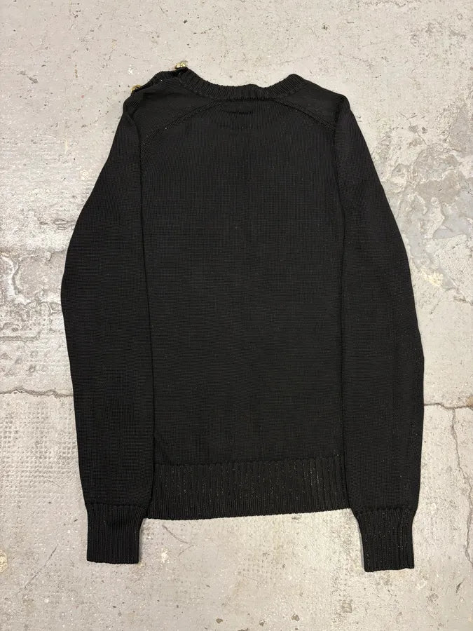 2000s Balmain Buttoned Black Sweater (S) siHJOOK 5