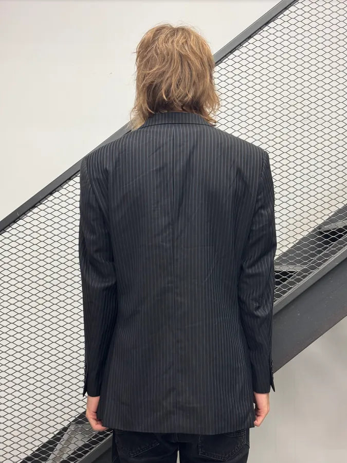 2000s Balmain Dark Wool Pinstriped Suit Jacket HLMYkkT 1