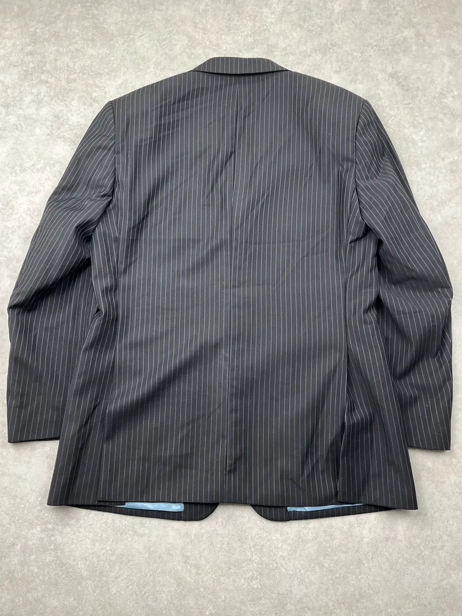 2000s Balmain Dark Wool Pinstriped Suit Jacket HLMYkkT 6