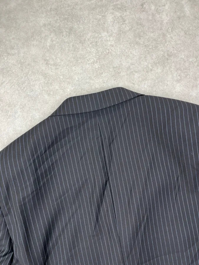 2000s Balmain Dark Wool Pinstriped Suit Jacket HLMYkkT 7