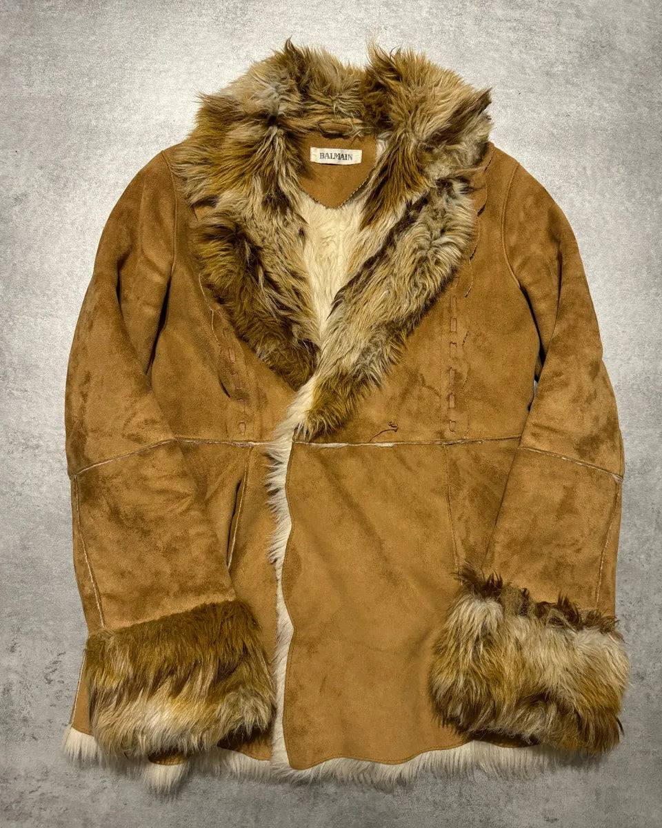 2000s Balmain Faux Fur Camel Jacket (S) 0