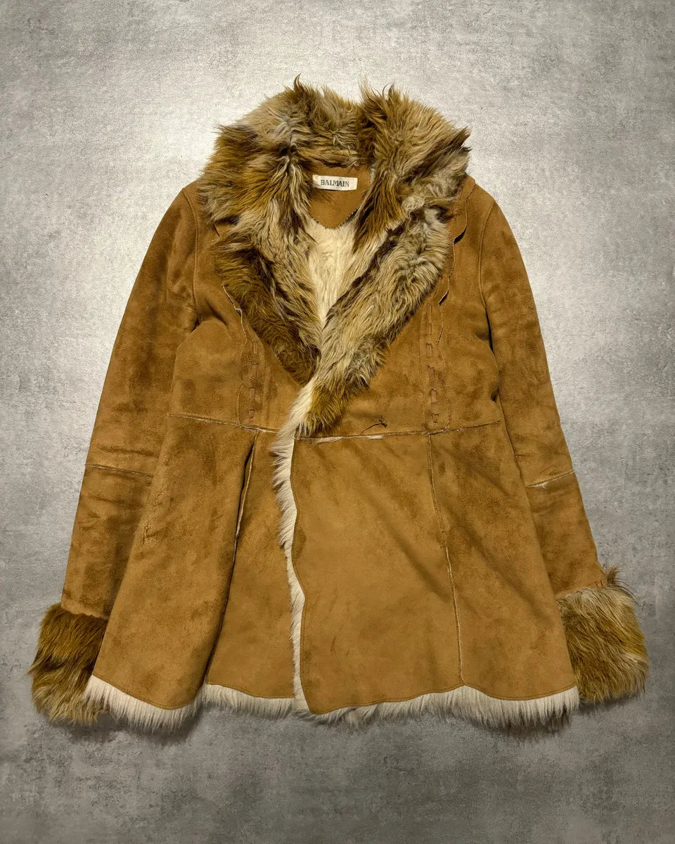 2000s Balmain Faux Fur Camel Jacket (S) 1