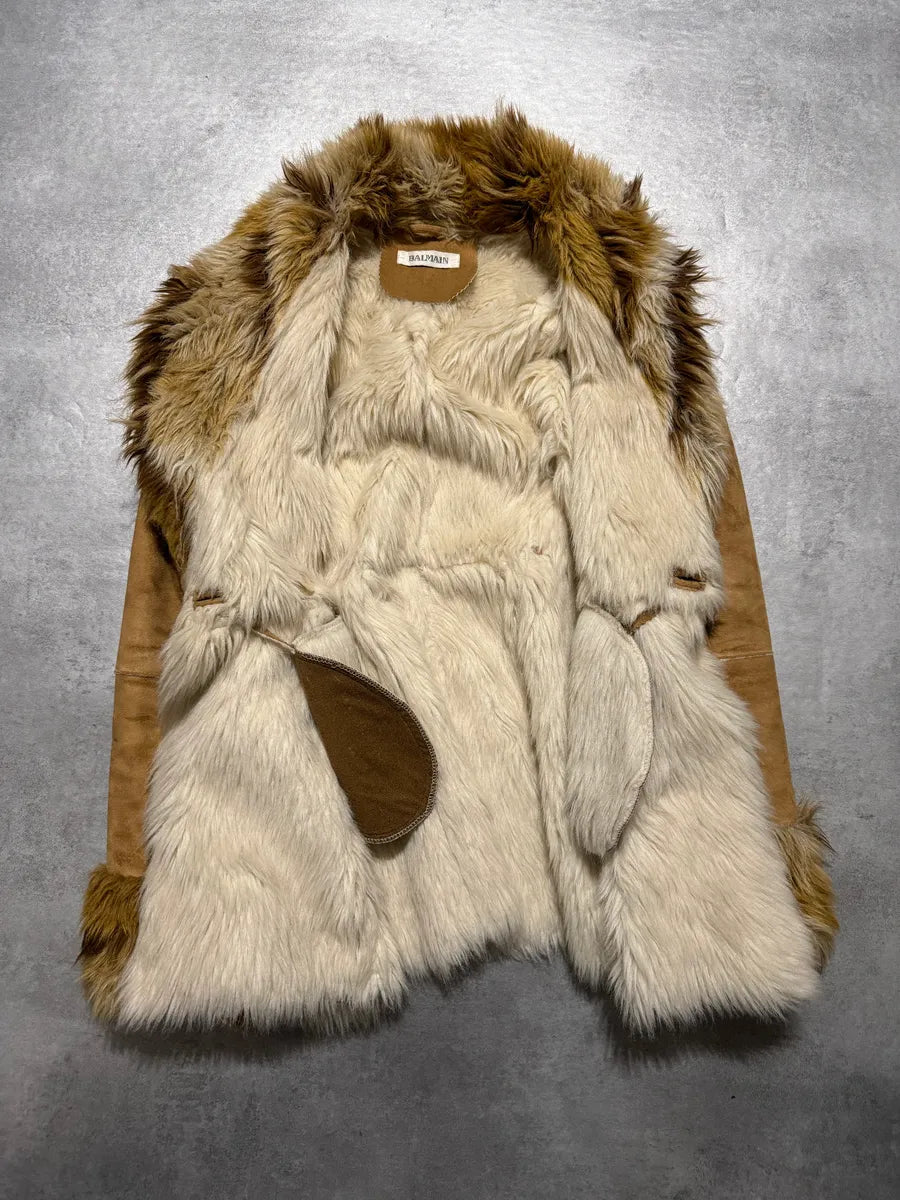 2000s Balmain Faux Fur Camel Jacket (S) 5