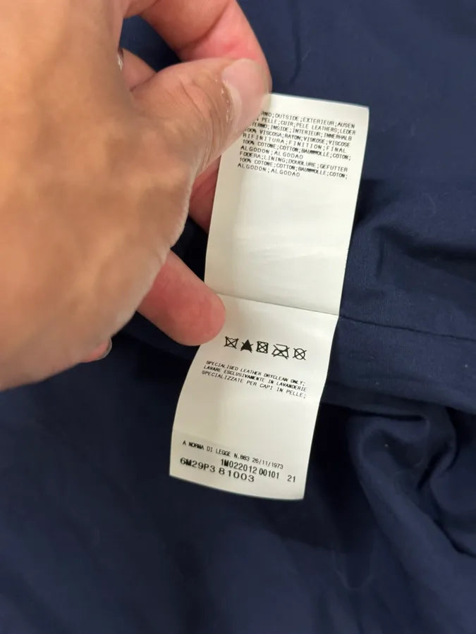 2000s Balmain Full Zip Sleeves Navy Leather Bomber Jacket xnzVeVX 10