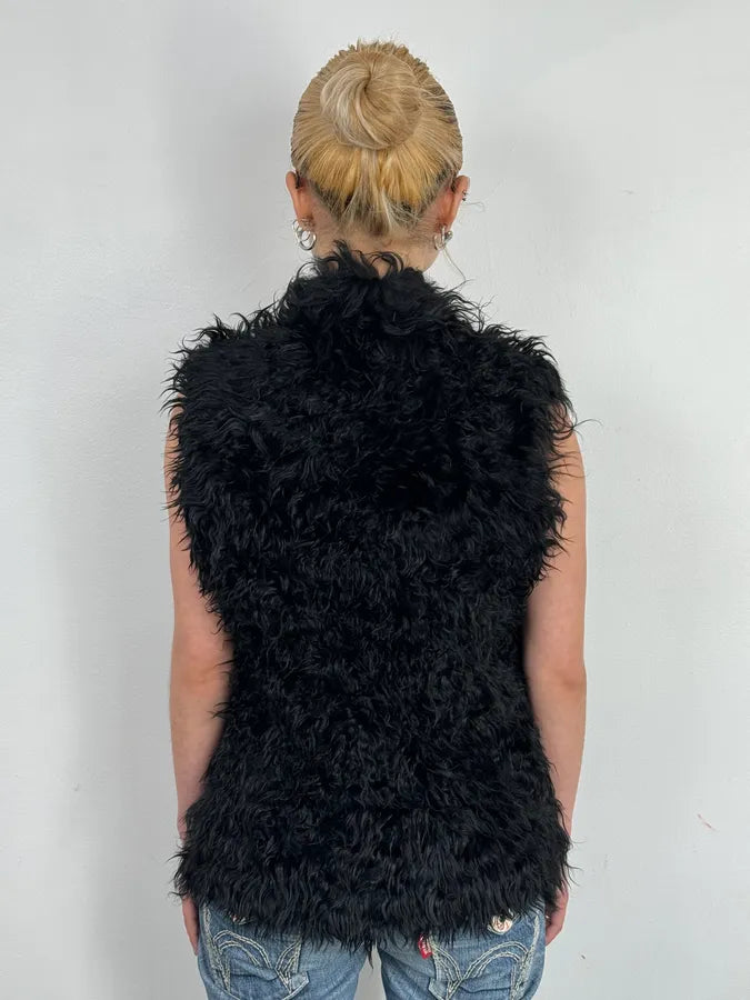 2000s Balmain Fur Black Vest Jacket PCjwJnu 1