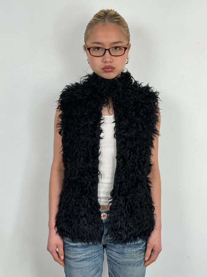 2000s Balmain Fur Black Vest Jacket PCjwJnu 0