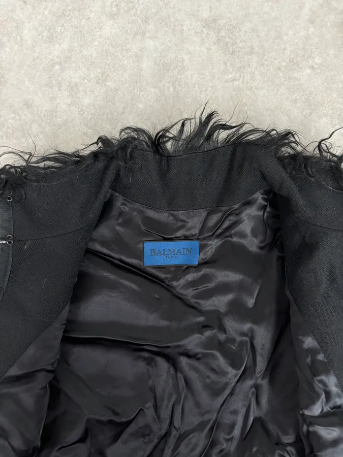 2000s Balmain Fur Black Vest Jacket PCjwJnu 7