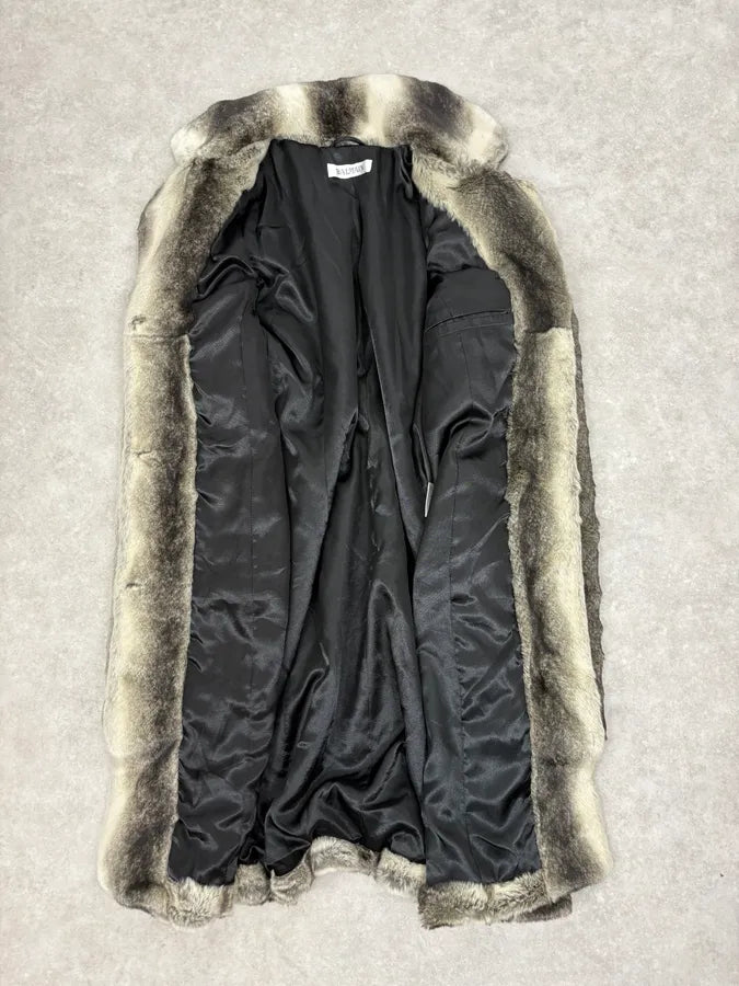 2000s Balmain Gradient Sand Long Fur Coat AyEiynH 6