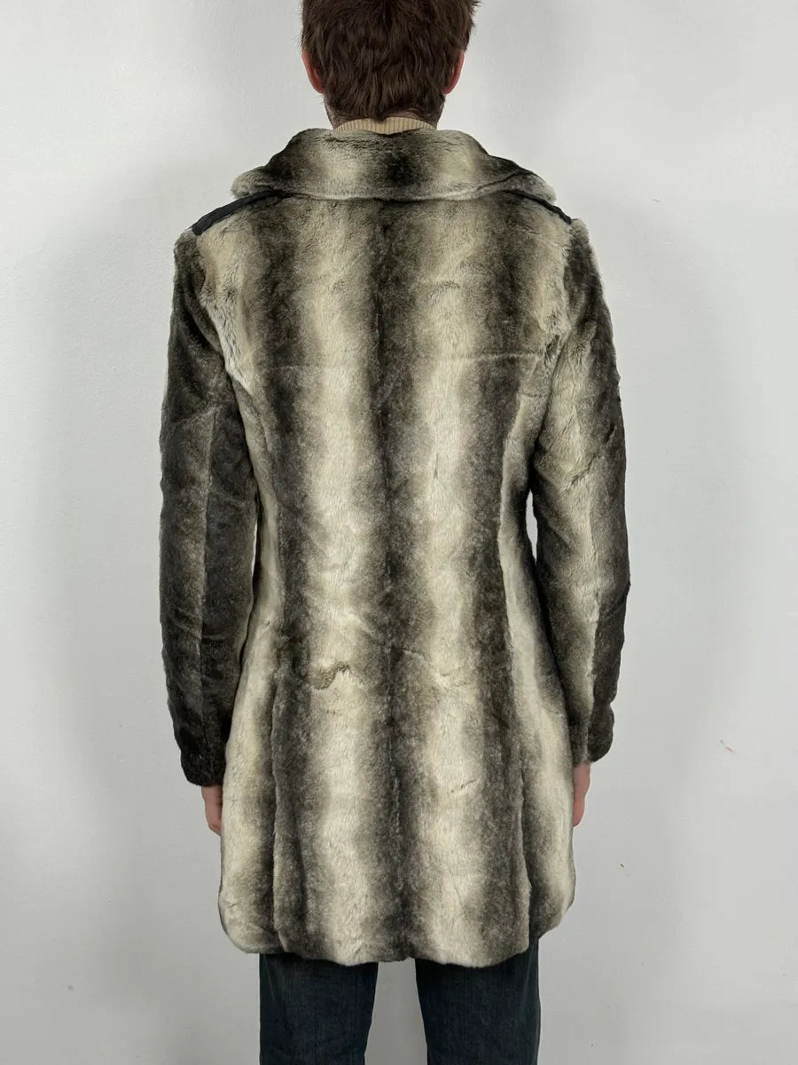 2000s Balmain Gradient Sand Long Fur Coat AyEiynH 2