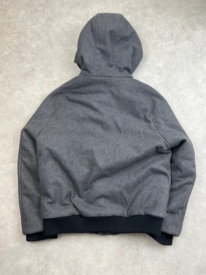 AW2012 Balmain Grey Padded Lined Wool Hooded Jacket fMfMYzo 5