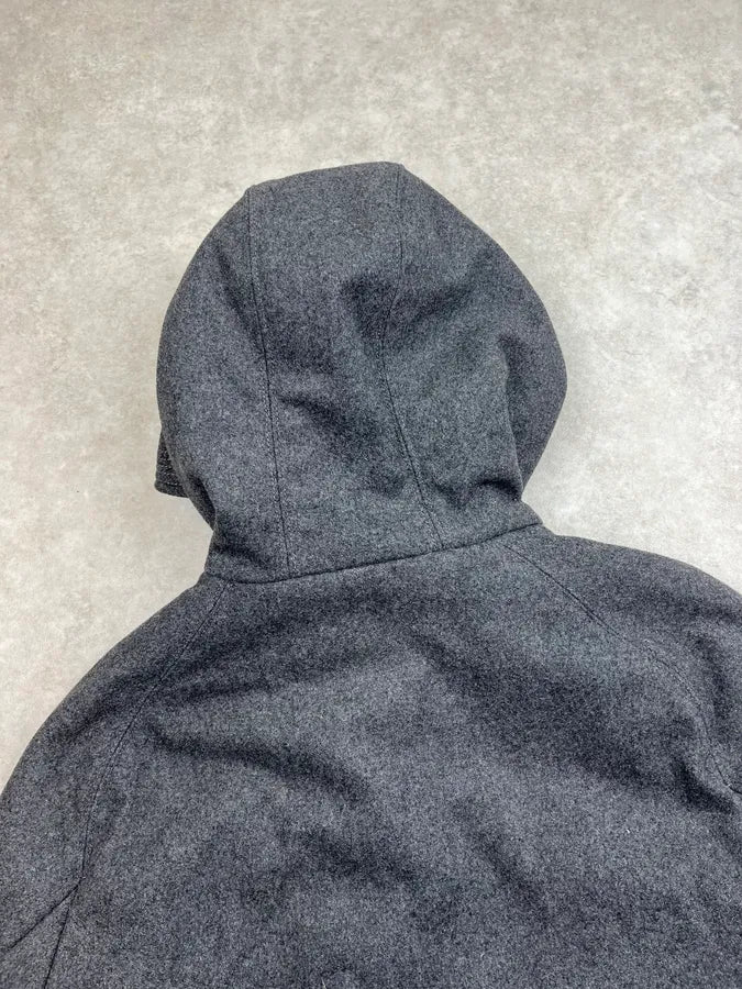 AW2012 Balmain Grey Padded Lined Wool Hooded Jacket fMfMYzo 6