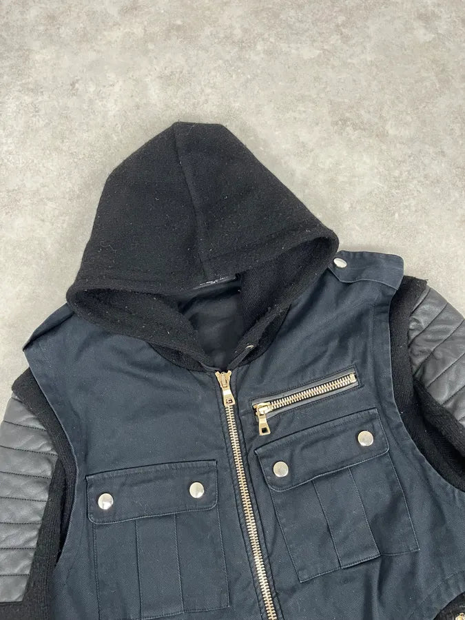 2010s Balmain Hooded Hybrid Patchwork Zip Jacket FtuRmft 3