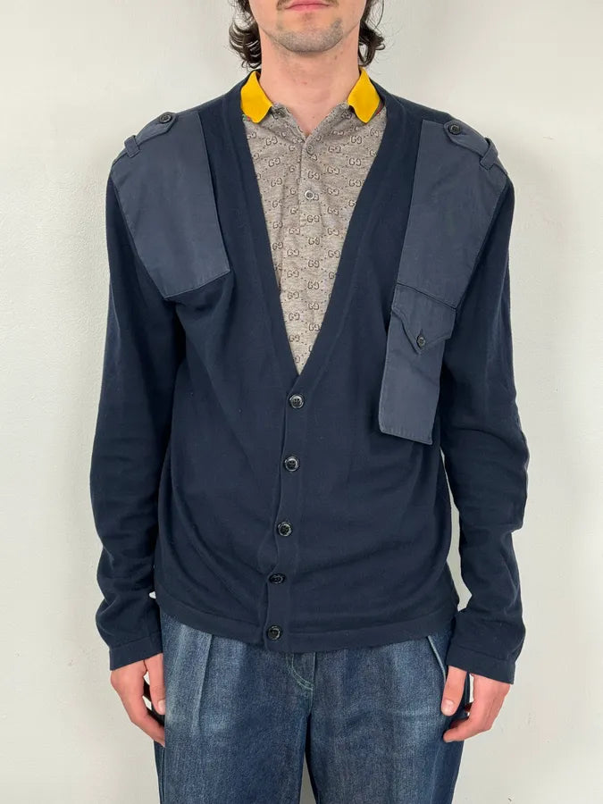 2000s Pierre Balmain Navy Patch Wool Cardigan KmZPIus 1
