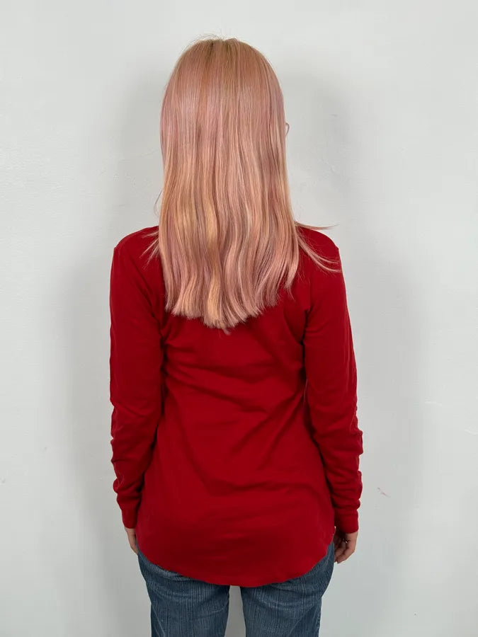 2000s Balmain Red Buttoned Blouse Longsleeve T-Shirt bIMwySF 2