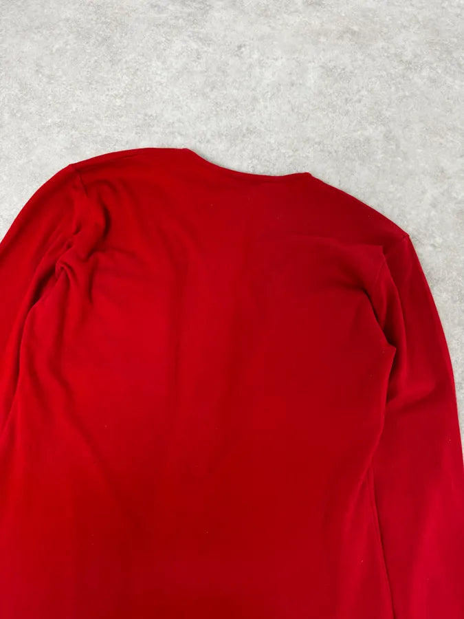2000s Balmain Red Buttoned Blouse Longsleeve T-Shirt bIMwySF 5