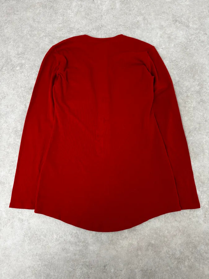 2000s Balmain Red Buttoned Blouse Longsleeve T-Shirt bIMwySF 3