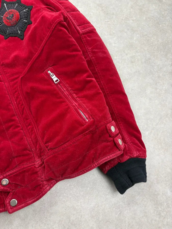 AW2016 Balmain Red Velvet Embroidered Bomber Jacket nukfPOC 6