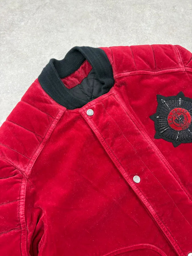 AW2016 Balmain Red Velvet Embroidered Bomber Jacket nukfPOC 4