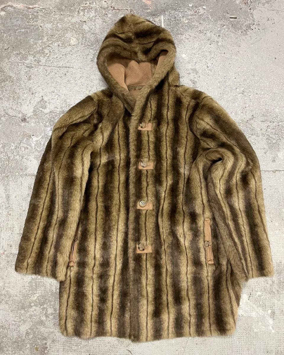 2000s Balmain Reversible Camel Leather Fake Fur Jacket (L) TefEABu 0
