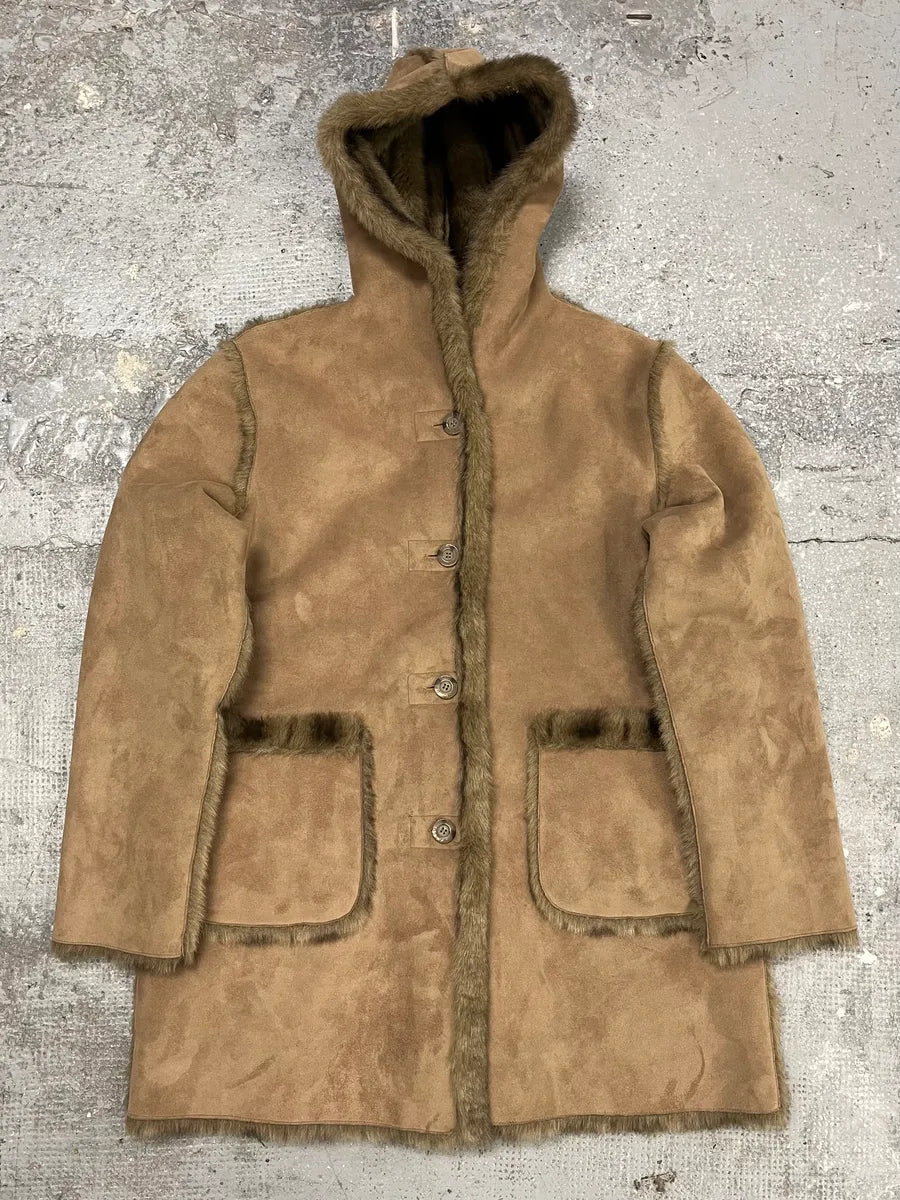 2000s Balmain Reversible Camel Leather Fake Fur Jacket (L) TefEABu 1