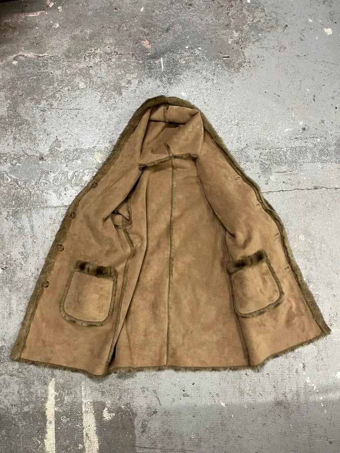 2000s Balmain Reversible Camel Leather Fake Fur Jacket (L) TefEABu 11