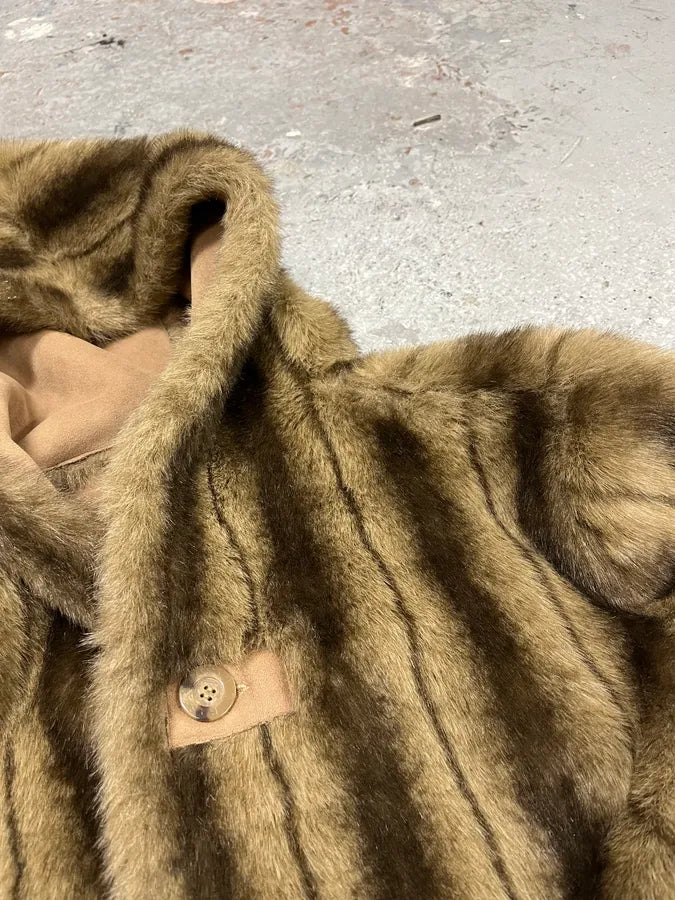 2000s Balmain Reversible Camel Leather Fake Fur Jacket (L) TefEABu 2