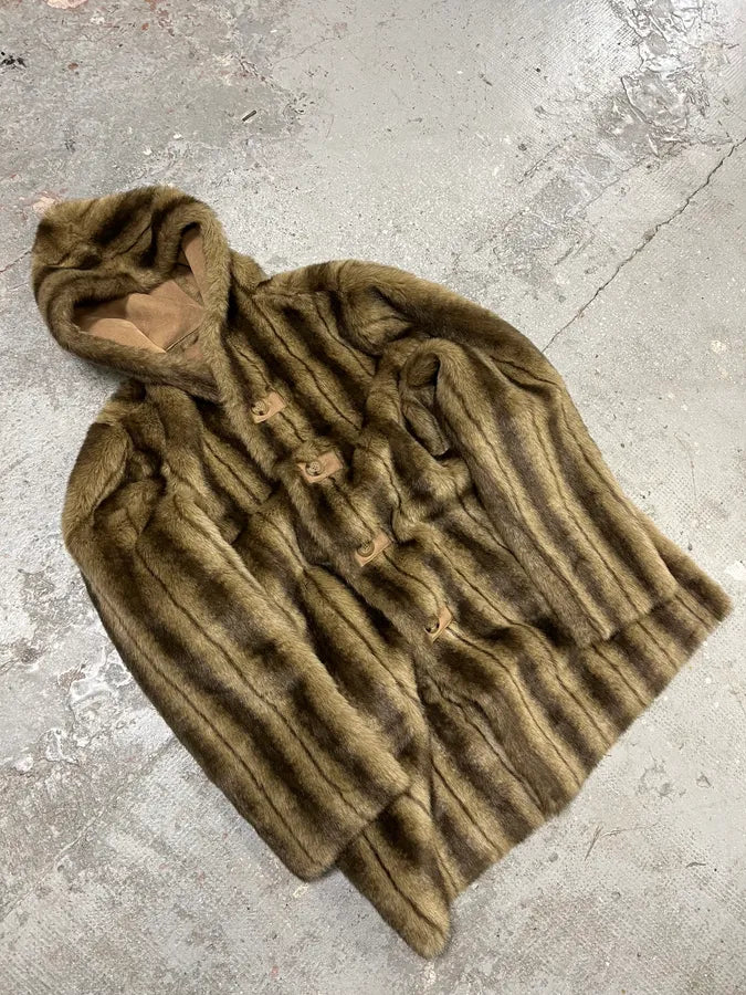 2000s Balmain Reversible Camel Leather Fake Fur Jacket (L) TefEABu 3