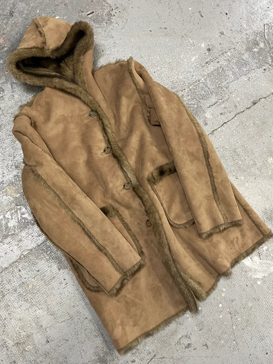 2000s Balmain Reversible Camel Leather Fake Fur Jacket (L) TefEABu 4