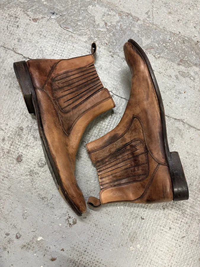 2000s Balmain Rust Brown Leather Ankle Boots LpvDihU 4