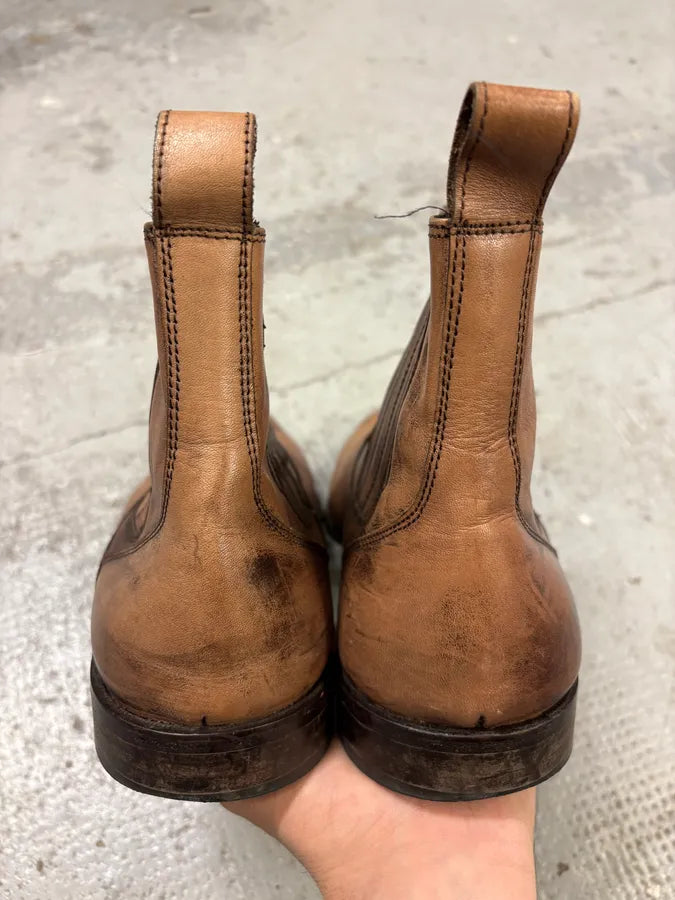 2000s Balmain Rust Brown Leather Ankle Boots LpvDihU 6