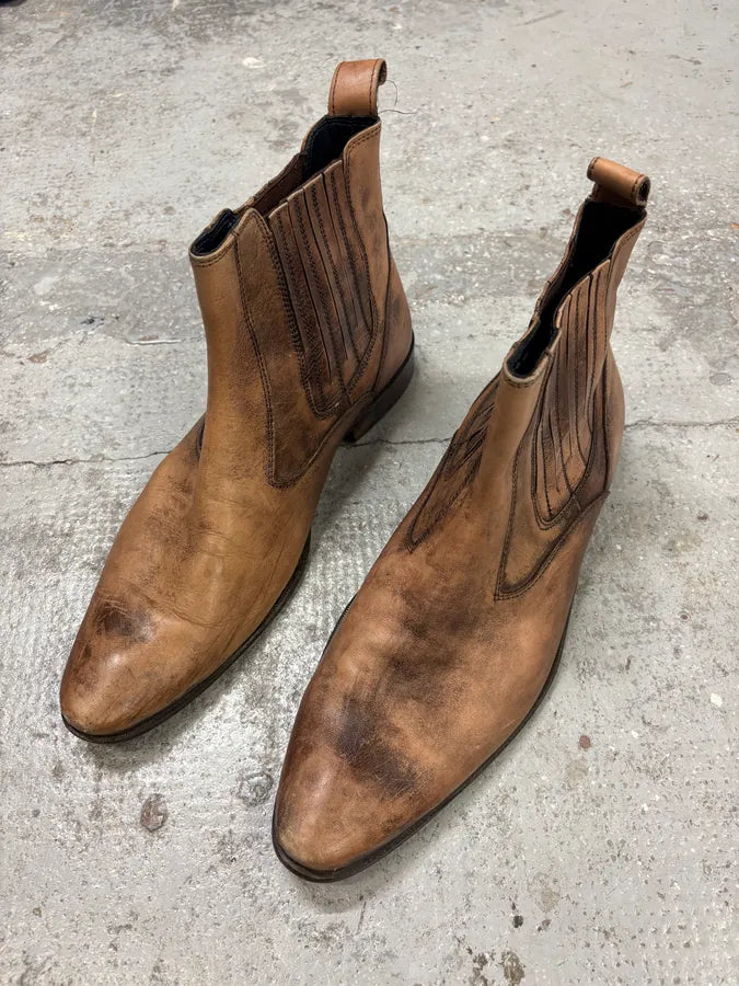 2000s Balmain Rust Brown Leather Ankle Boots LpvDihU 2