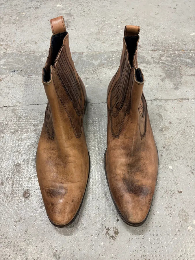 2000s Balmain Rust Brown Leather Ankle Boots LpvDihU 1