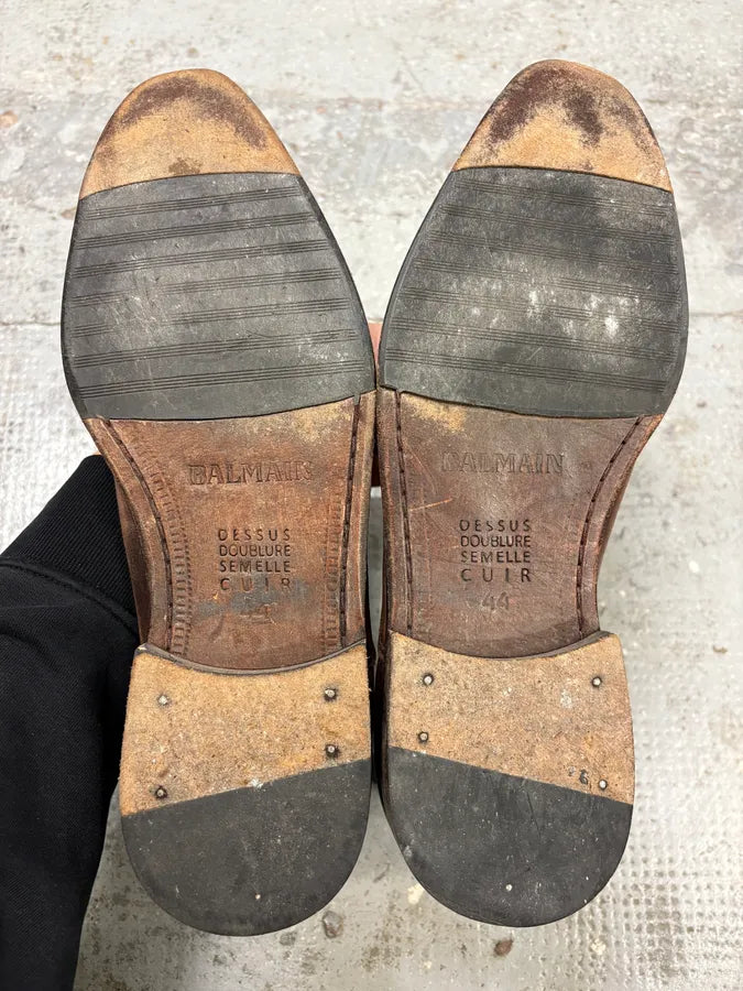 2000s Balmain Rust Brown Leather Ankle Boots LpvDihU 7