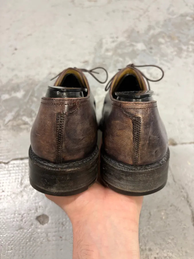 2000s Berluti Brown Eroded Leather Derby Shoes zQsQydp 6