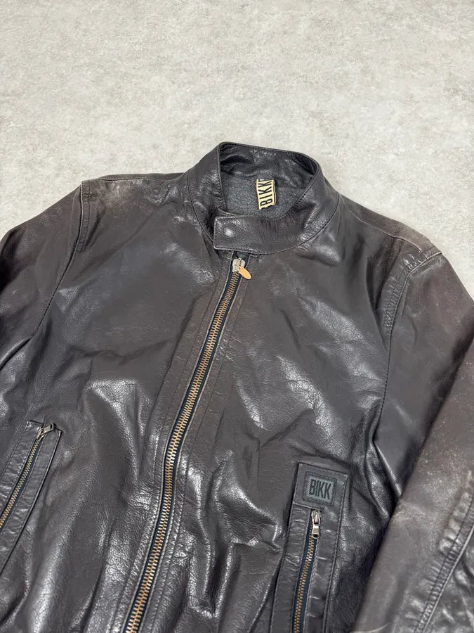 2000s Dirk Bikkembergs Minimalist Black Leather Jacket DJhFlmv 4