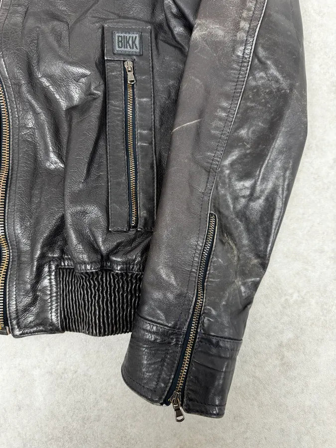 2000s Dirk Bikkembergs Minimalist Black Leather Jacket DJhFlmv 7
