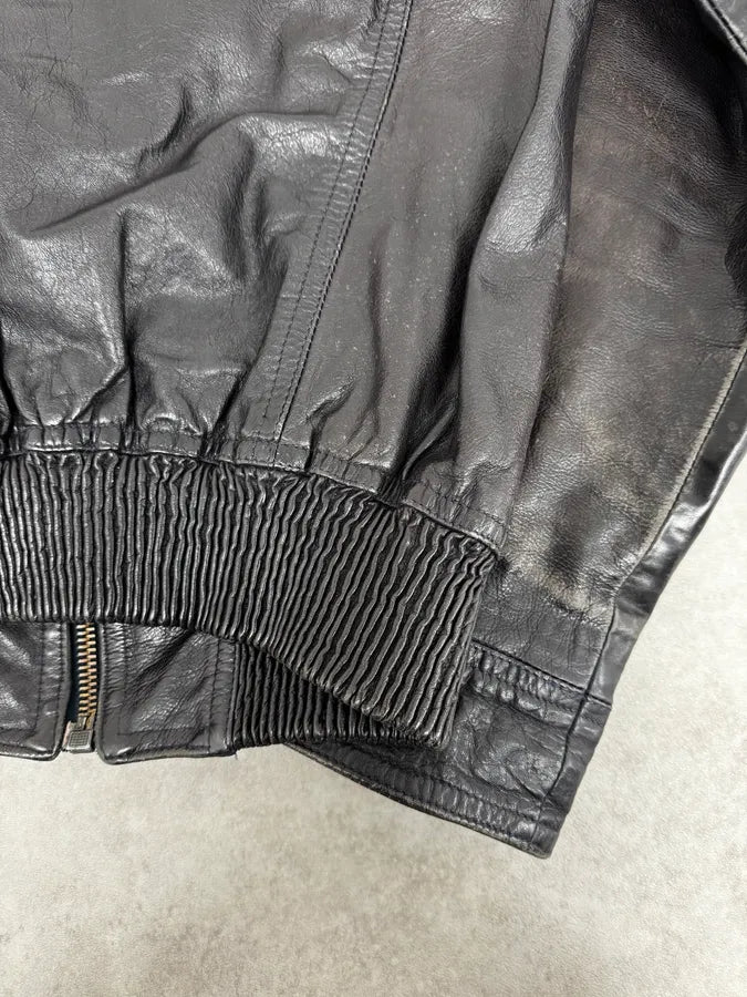 2000s Dirk Bikkembergs Minimalist Black Leather Jacket DJhFlmv 8