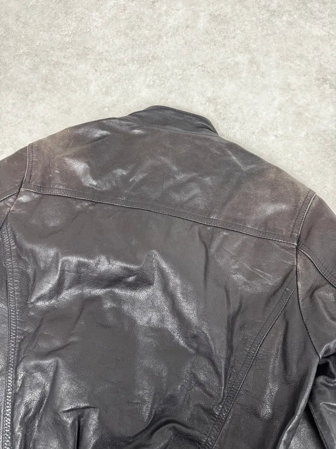 2000s Dirk Bikkembergs Minimalist Black Leather Jacket DJhFlmv 5