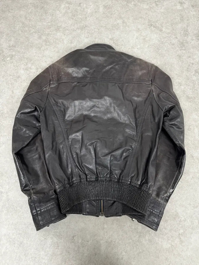 2000s Dirk Bikkembergs Minimalist Black Leather Jacket DJhFlmv 3