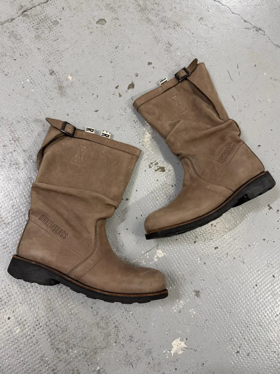 2000s Bikkembergs Beige Brown Eroded Leather Ankle Boots icbMAls 0