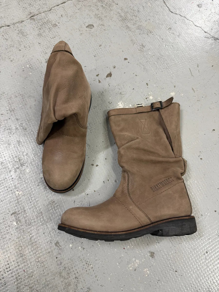 2000s Bikkembergs Beige Brown Eroded Leather Ankle Boots icbMAls 2